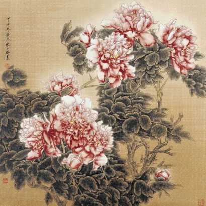 陈少珊 甲申（2004年）作 花卉 镜心
